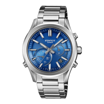Casio Edifice EQB-1300D-2A stainless steel watch with blue dial and solar Bluetooth chronograph