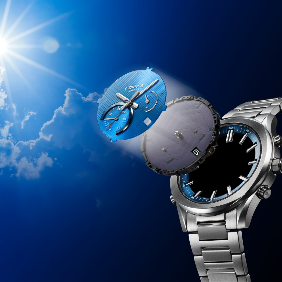 Rellotge Casio Edifice EQB-1300D-2A d’acer inoxidable amb esfera blava i cronògraf solar Bluetooth 1