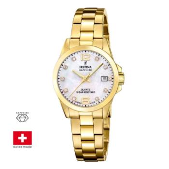 RELOJ FESTINA MUJER SWISS MADE DORADO CON ESFERA EN MADREPERLA