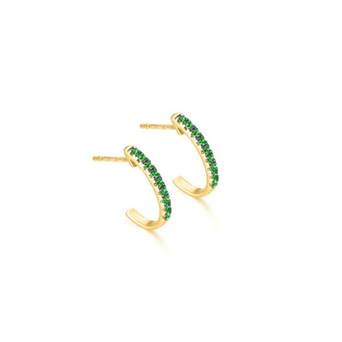 PENDIENTES LECARRÉ AROS DE ORO AMARILLO Y ESMERALDAS VERDES GB211ES.00