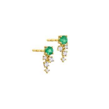 PENDIENTES LECARRÉ DE ORO AMARILLO, DIAMANTES Y ESMERALDAS VERDES GB216OA.00