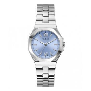 RELOJ GUESS EMPRESS COLOR PLATEADO CON ESFERA AZUL GW0873L1