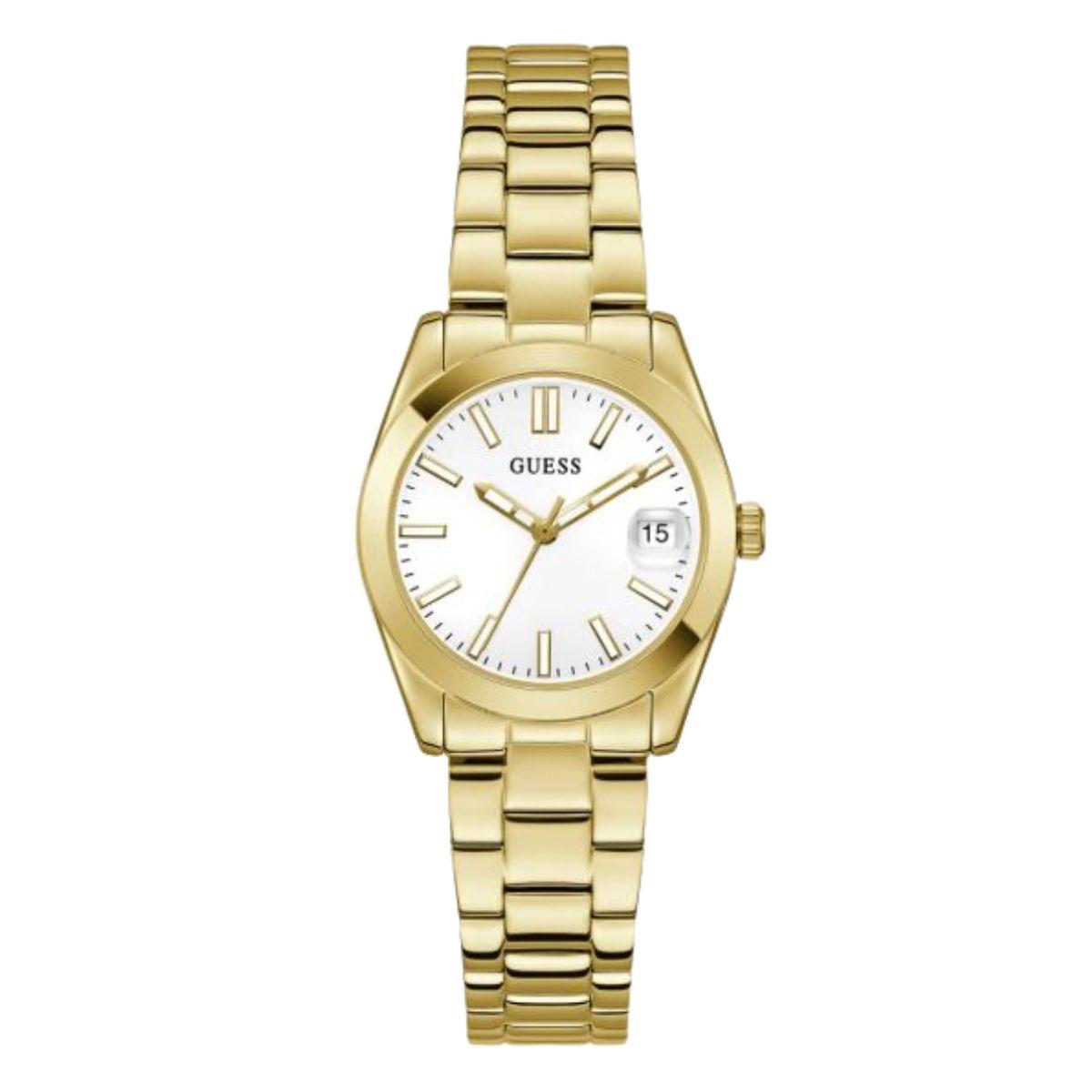 Guess watch, Alice model, gold-colored with a white dial.