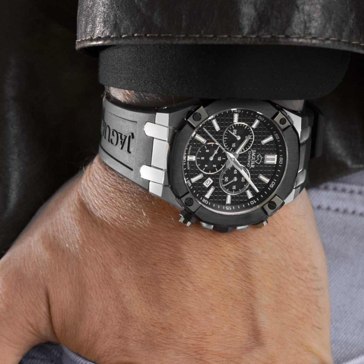 RELOJ JAGUAR SWISS MADE DIPLOMATIC ESFERA NEGRA J1020/2