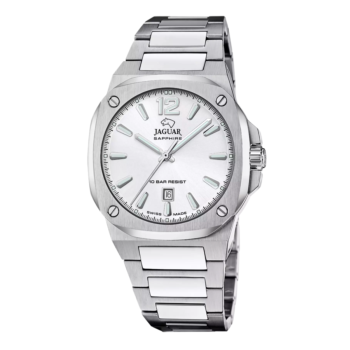 JAGUAR SWISS-MADE SILVER-PLATED STEEL WATCH J1024/4