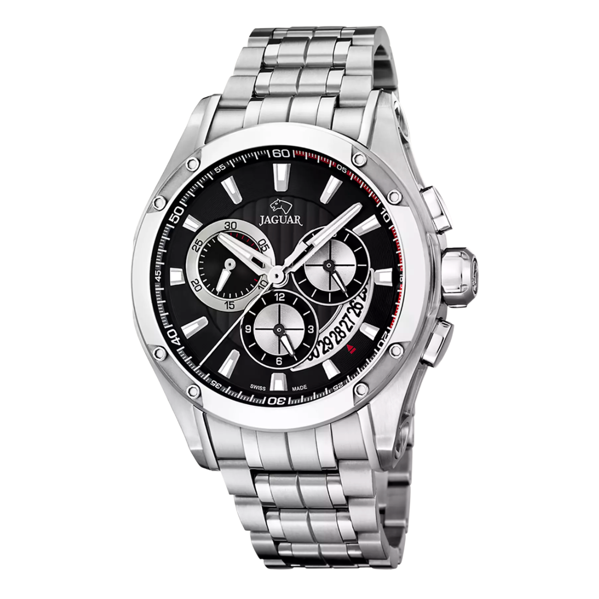 JAGUAR SWISS-MADE SILVER-PLATED STEEL WATCH J1033/1