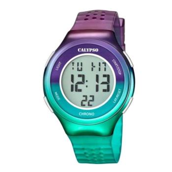 reloj calypso unisex de color violeta y turquesa
