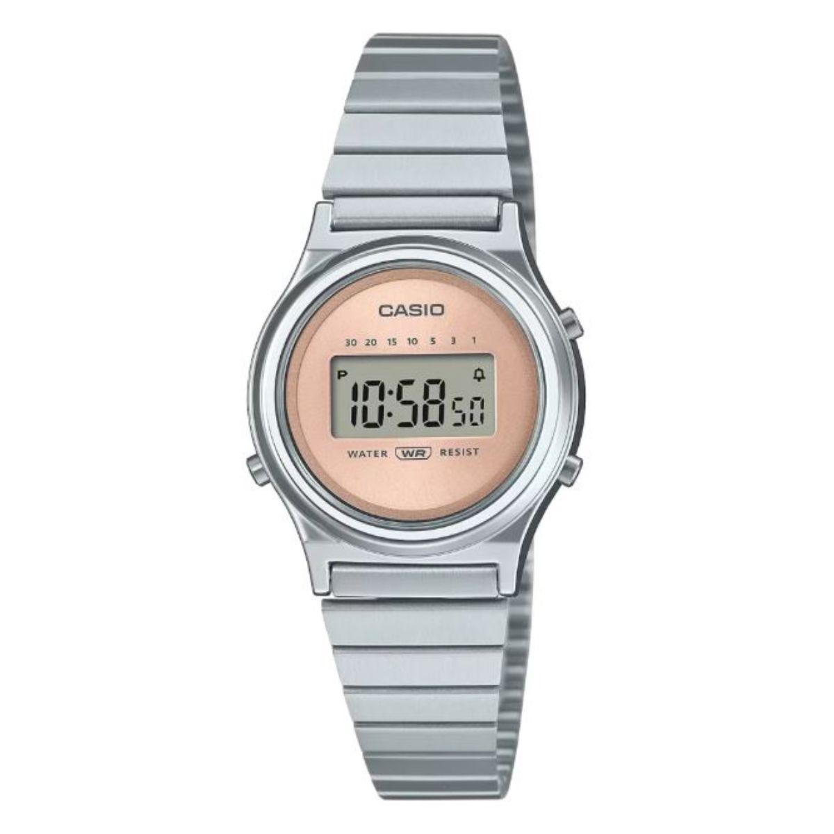 CASIO VINTAGE SILVER WATCH WITH PINK DIAL LA700WE-4AEF