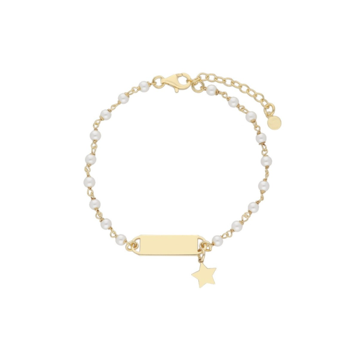 LISKA GOLD BRACELET WITH PEARLS, CUSTOMIZABLE TAG AND A STAR LAF6290BR-D