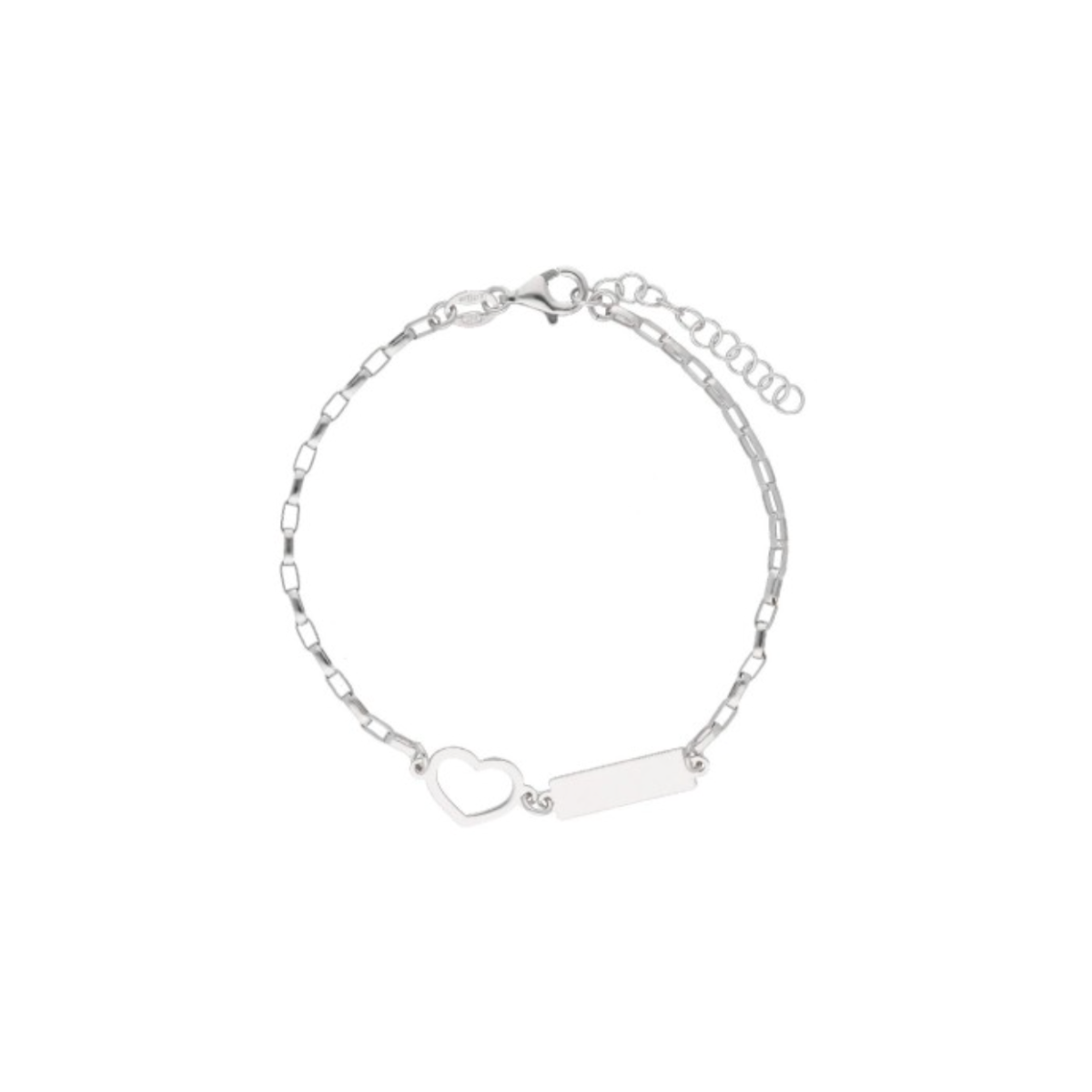 PULSERA LISKA DE PLATA CON PLAQUITA PERSONALIZABLE Y CORAZÓN LAF6386BR