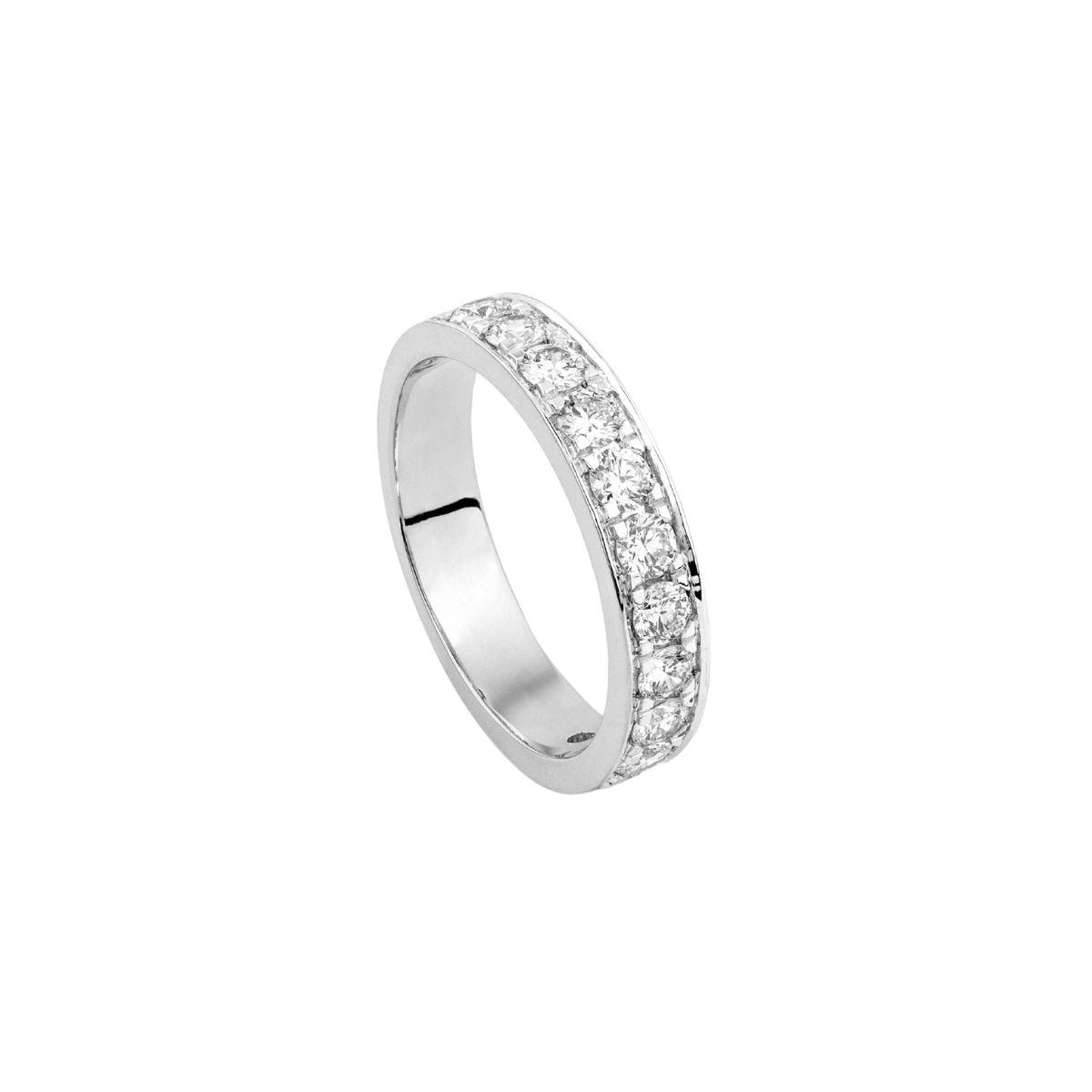 ANELL SOLITARIO MITJA ALIANÇA D'OR BLANC I 12 DIAMANTS CULTIVATS LRW60105-14 TALLA 14