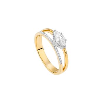 ANELL SOLITARIO D'OR GROC I DIAMANTS CULTIVATS LRY00113-13 TALLA 13