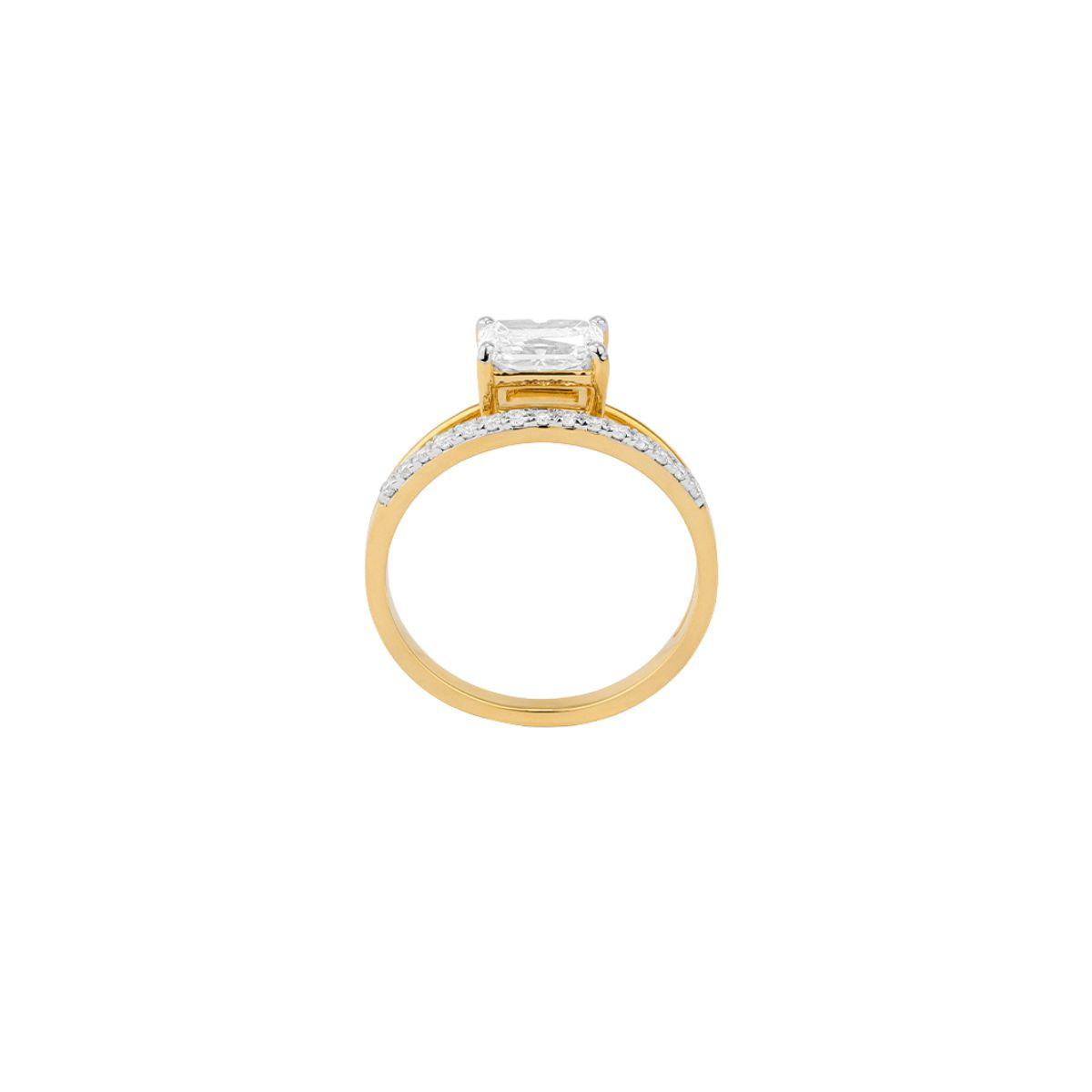 ANELL SOLITARIO D'OR GROC I DIAMANTS CULTIVATS LRY00129-007-13 TALLA 13