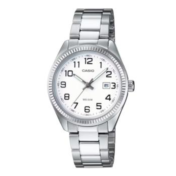 RELOJ CASIO COLLECTION PLATEADO Y BLANCO CON ESFERA BLANCA LTP-1302PD-7BVEG