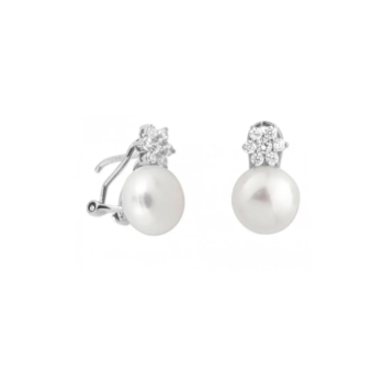 LISKA SILVER EARRINGS WITH PEARLS AND ZIRCONIA IN A FLOWER SHAPE MED276A
