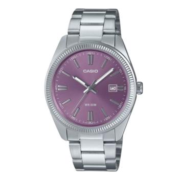 rellotge casio collection de color platejat i esfera lila per a home
