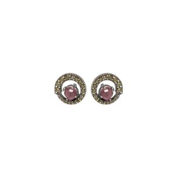 SUNFIELD EARRINGS IN SILVER, PINK TOURMALINE AND ZIRCONIA