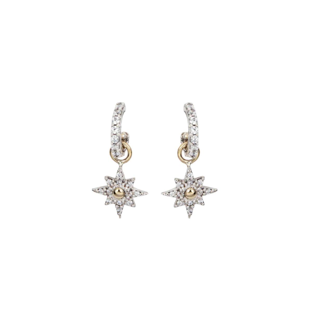 DEL CERRO DETACHABLE EARRINGS MADE OF SILVER, GOLD AND WHITE SPINELS 11023