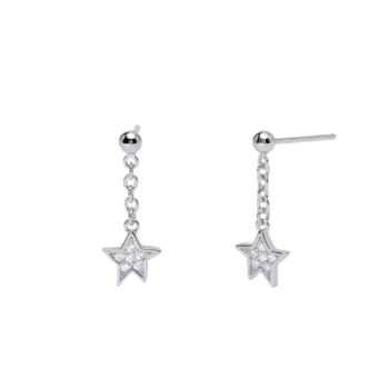 PENDIENTES DE PLATA RODIADA CON ESTRELLAS COLGANTES CON CIRCONITAS 563616