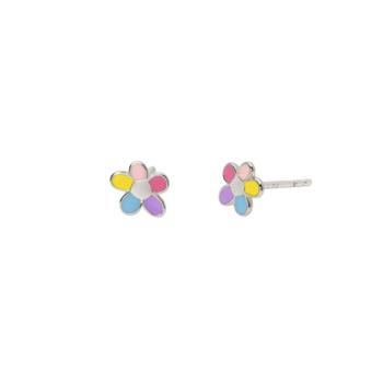 PENDIENTES MABINA JUNIOR DE PLATA RODIADA CON FLOR ESMALTADA 563695