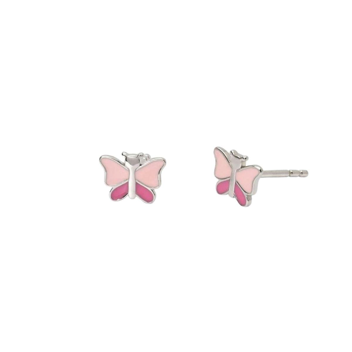 Mabina Junior pink butterfly-shaped silver earrings