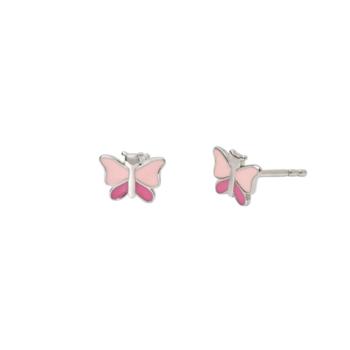 Mabina Junior pink butterfly-shaped silver earrings