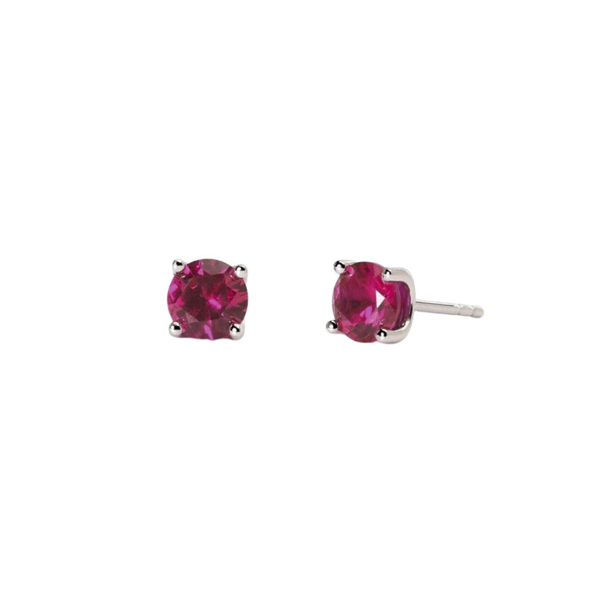 Mabina Gioielli earrings in silver and 5.5mm synthetic red ruby