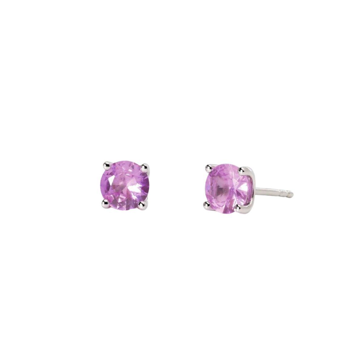 Mabina Gioielli earrings in silver and 5.5mm synthetic pink tourmaline.