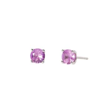 Mabina Gioielli earrings in silver and 5.5mm synthetic pink tourmaline.