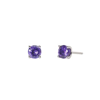 Mabina Gioielli earrings in silver and 5.5mm purple zirconia