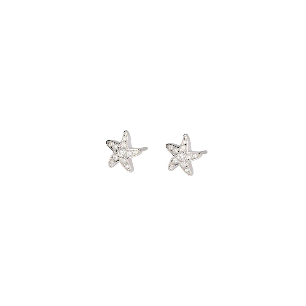 Arracades de plata amb forma d'estrella de mar i circonita blanca.