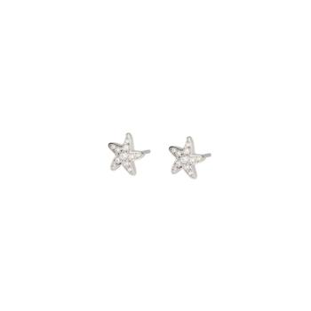 Arracades de plata amb forma d'estrella de mar i circonita blanca.