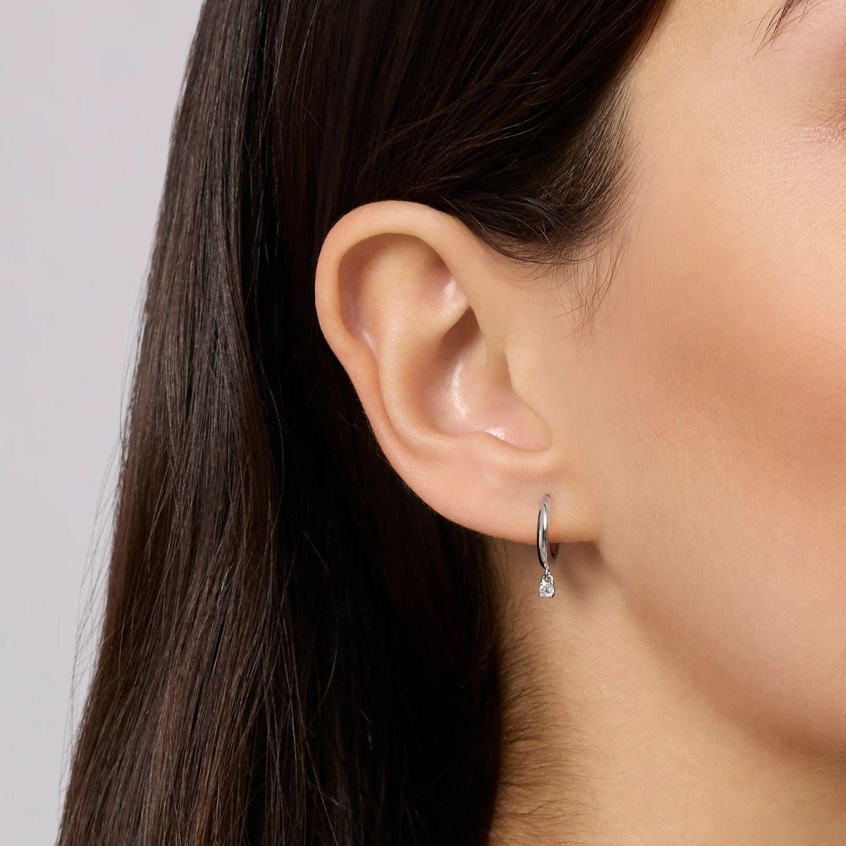 MABINA SILVER HOOP EARRINGS WITH CULTIVATED DIAMOND 0.03CT F VS 563895