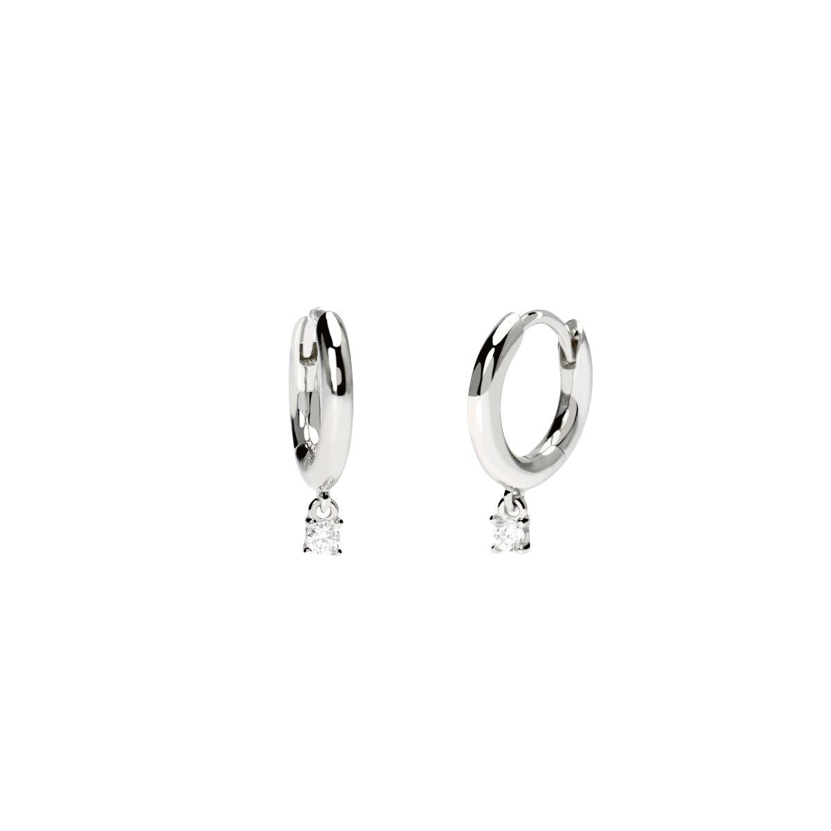 Mabina Gioielli silver hoop earrings with a lab-grown diamond