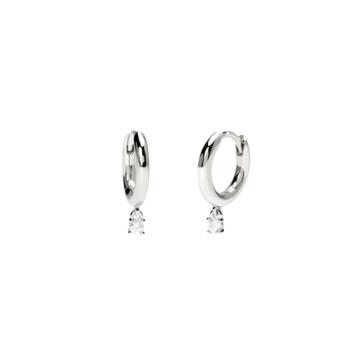 Mabina Gioielli silver hoop earrings with a lab-grown diamond
