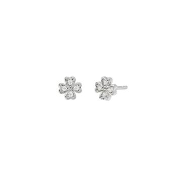 Mabina silver and lab-grown diamond clover-shaped earrings