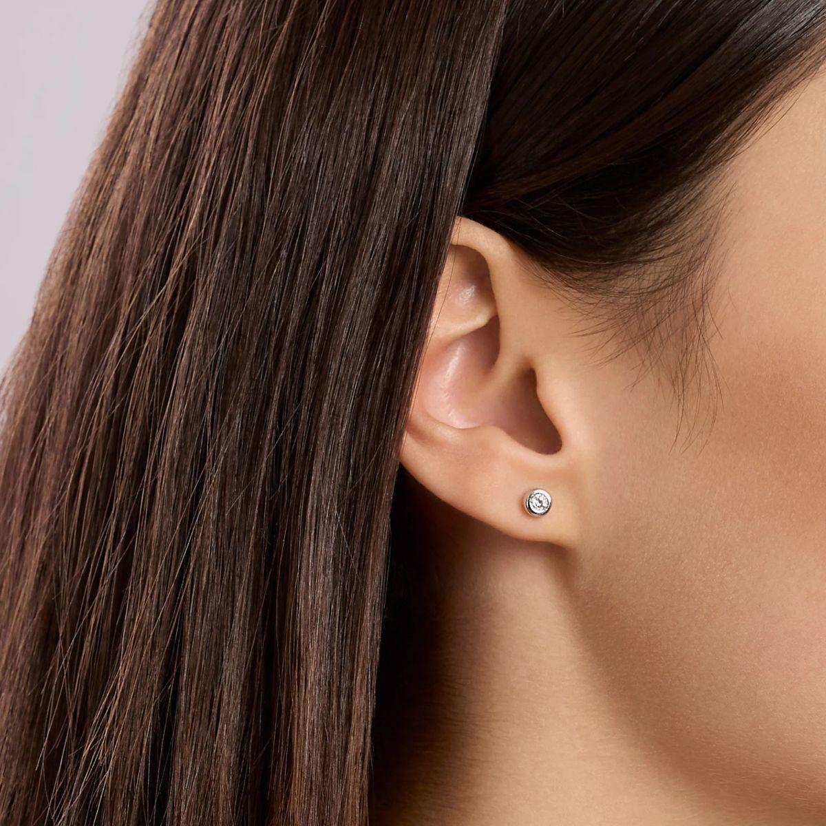 Mabina silver and lab-grown diamond stud earrings 1