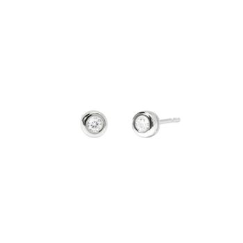 Pendientes Mabina de botón en plata y diamante de laboratorio