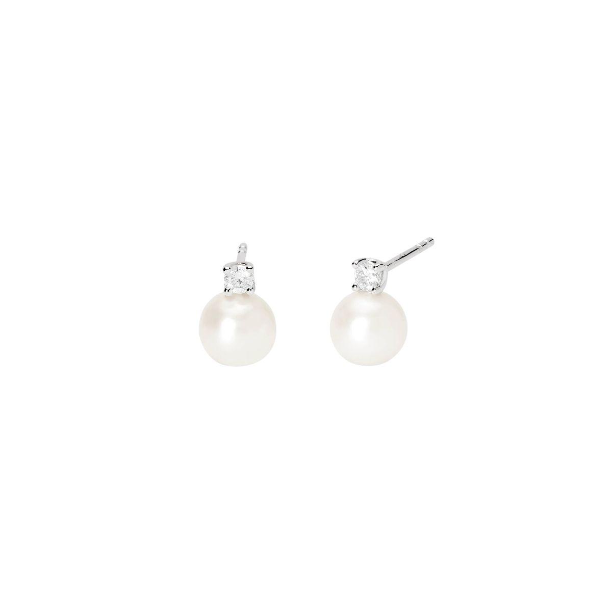 Mabina you and me silver earrings with lab-grown diamond