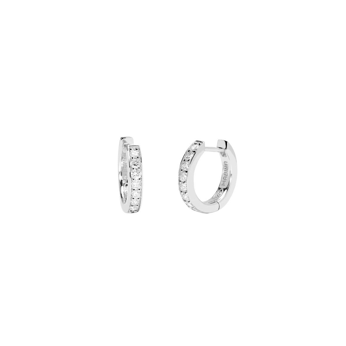 Arracades mabina de cèrcol de plata rodiada amb diamants cultivats de 0,40 ct.