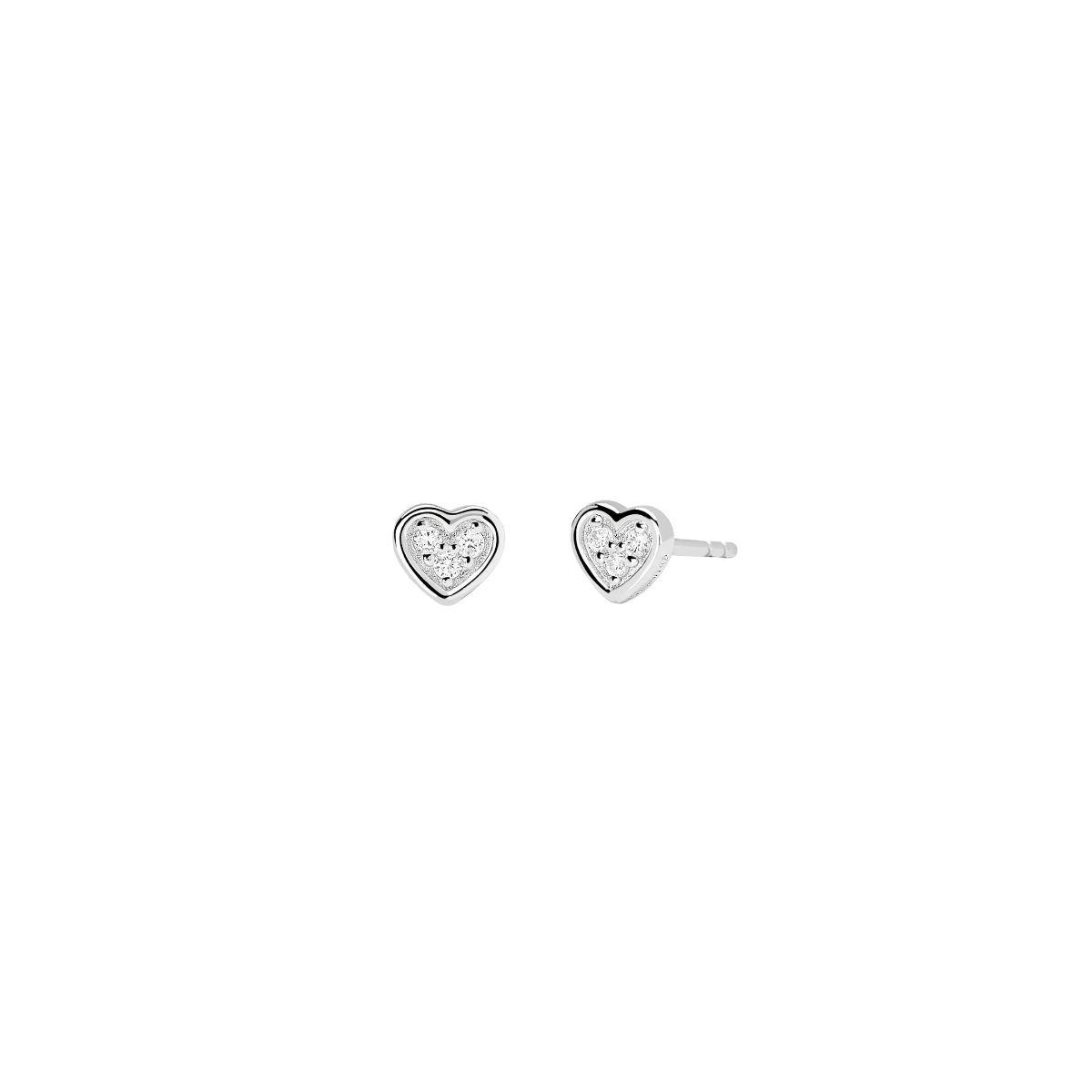 MABINA SILVER HEART-SHAPED EARRINGS WITH LAB-GROWN DIAMONDS 0.015 CT F VS 563990