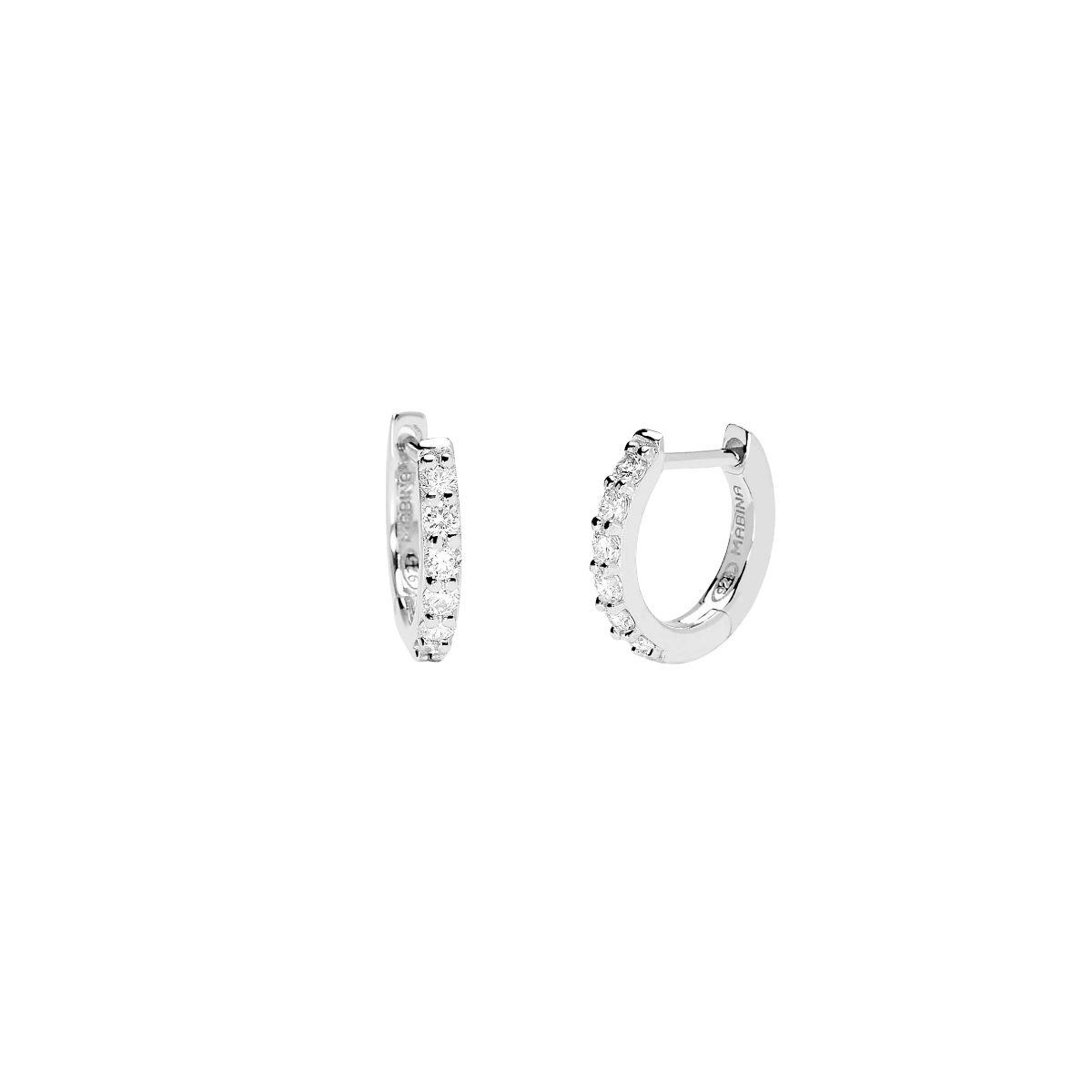 Silver hoop earrings with diamonds by Mabina Gioielli