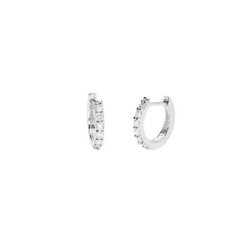 Silver hoop earrings with diamonds by Mabina Gioielli