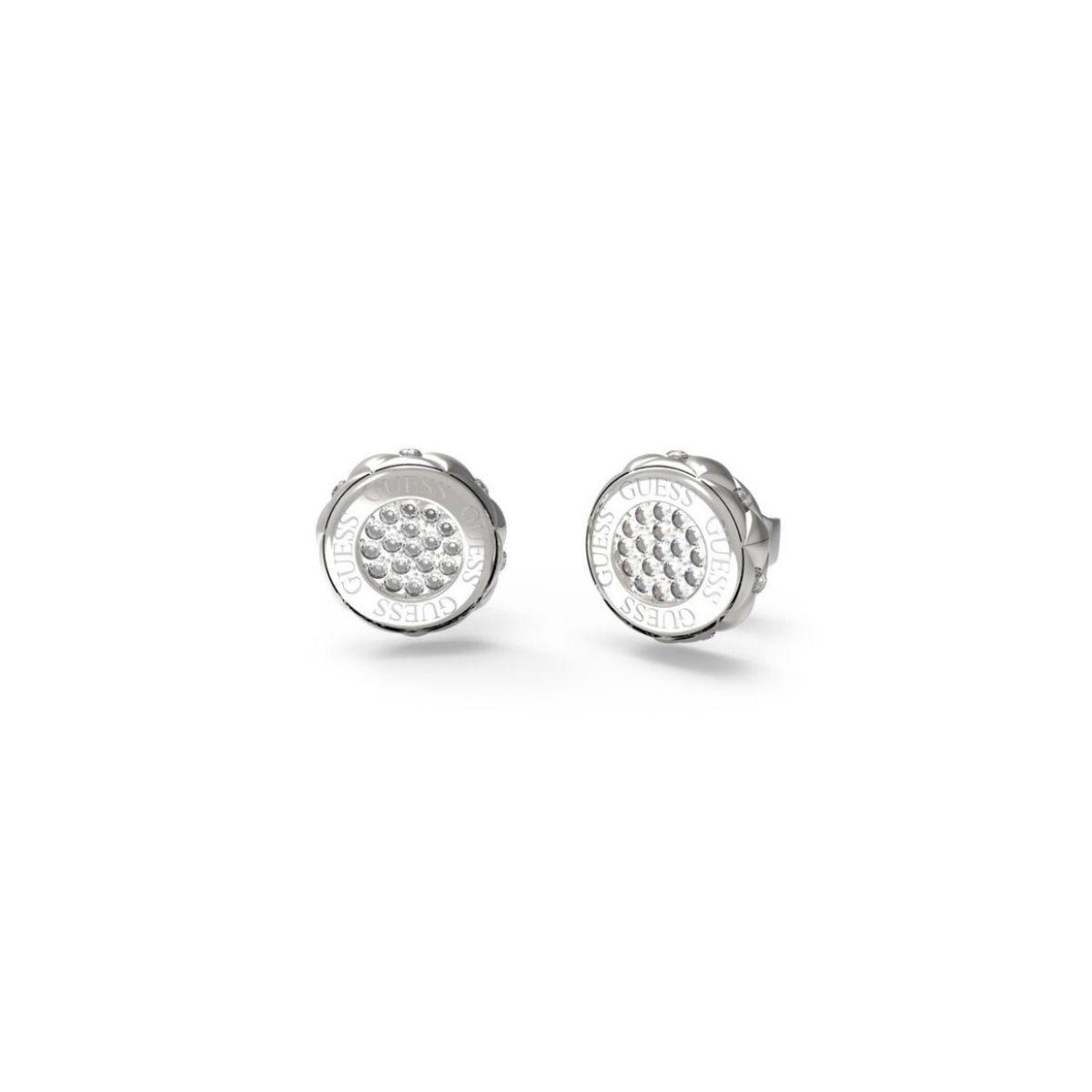 GUESS STYLISH STEEL AND WHITE ZIRCONIA EARRINGS JUBE04595JWRHT-U