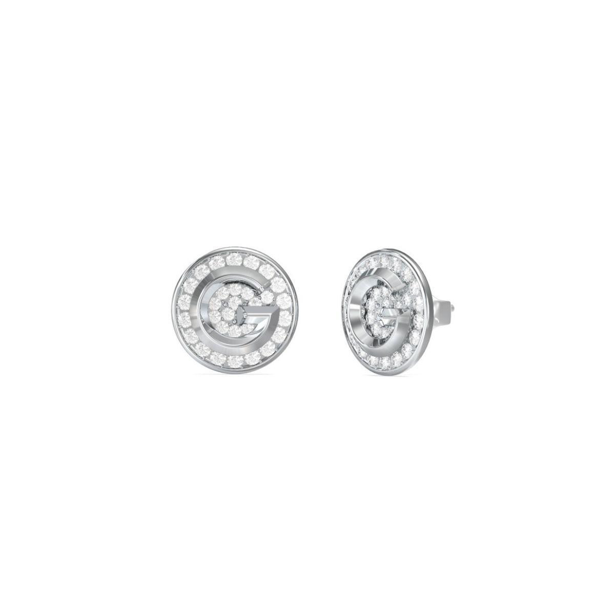 GUESS G CRYSTAL STEEL AND WHITE ZIRCONIA EARRINGS JUBE05448JWRHT-U
