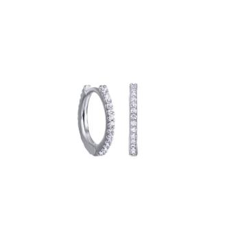 VIDAL & VIDAL EARRINGS SILVER HOOPS WITH WHITE ZIRCONIAS 14x1.5mm S60519E