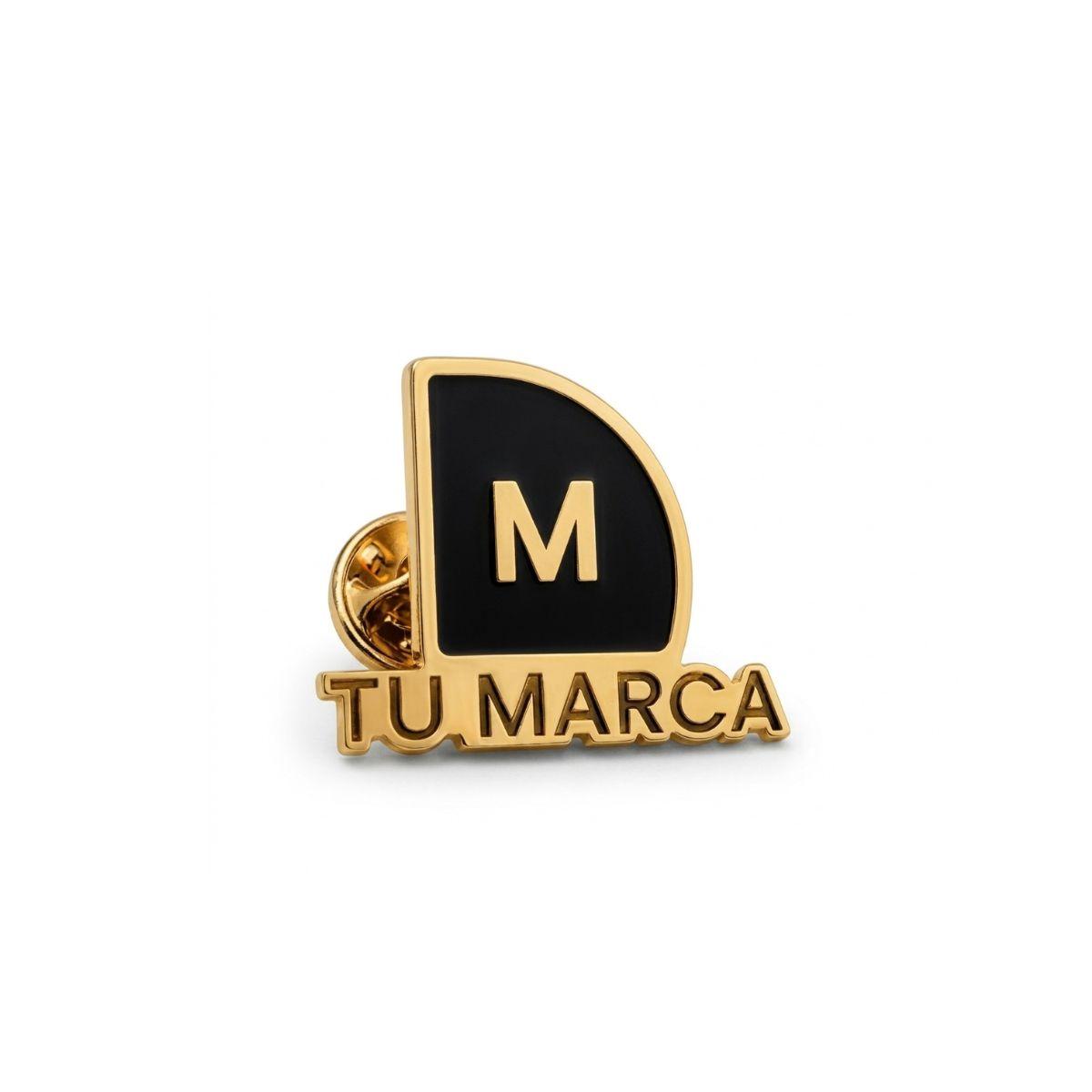 Custom pin featuring your company logo, made of gold and enamel.
