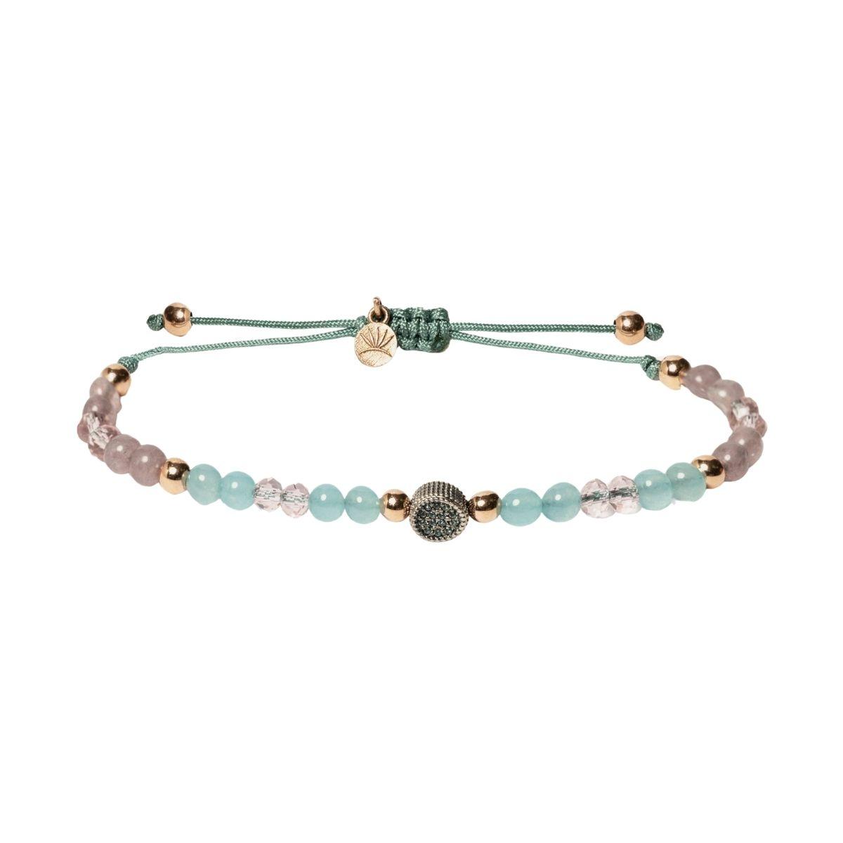 Sunfield silver bracelet with colorful crystal beads. Adjustable. Online Shipping.