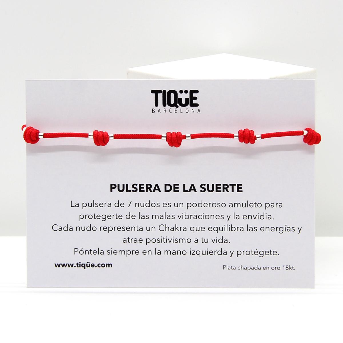 PULSERA TIQÜE BARCELONA DE PLATA DE LA SUERTE ROJO SUERTE-ROJOP