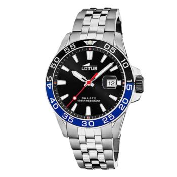 RELOJ LOTUS PLATEADO CON ESFERA NEGRA 18766/4
